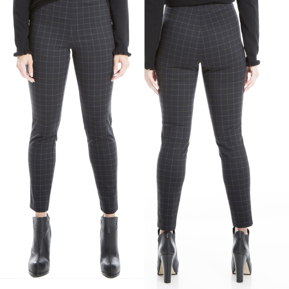 Max Studio Grid Print High Waisted Leggings